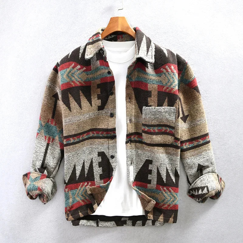 Patterned Overshirt | Relaxed Fit Button Front