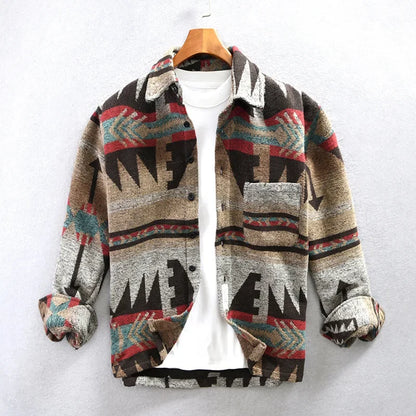 Patterned Overshirt | Relaxed Fit Button Front