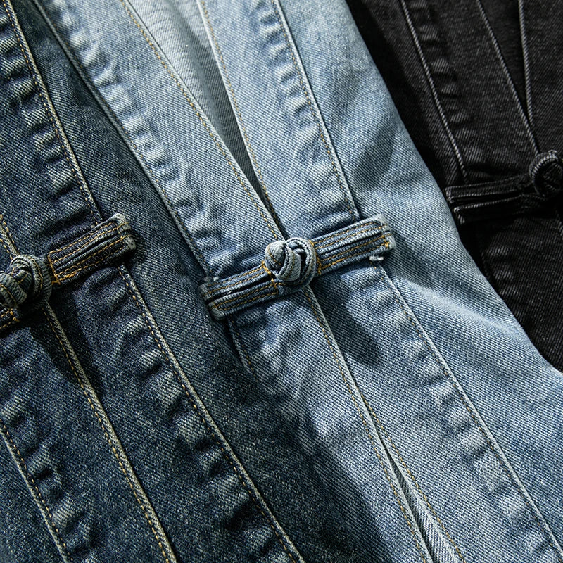 Vintage-Wash Denim Kimono Jacket