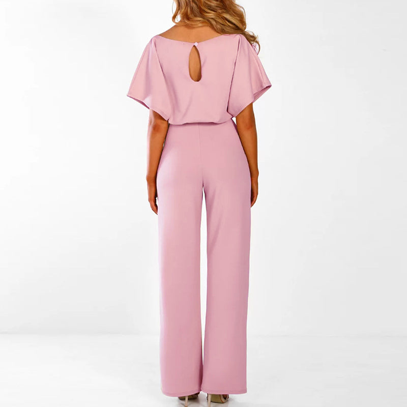 Women's Elegant Belted Jumpsuit | Wide Leg