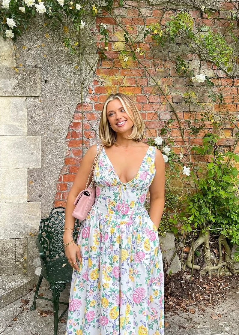 Women's V Neck  Floral Dress