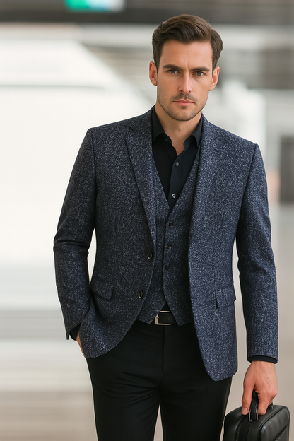 Slim Fit Notched Lapel Blazer