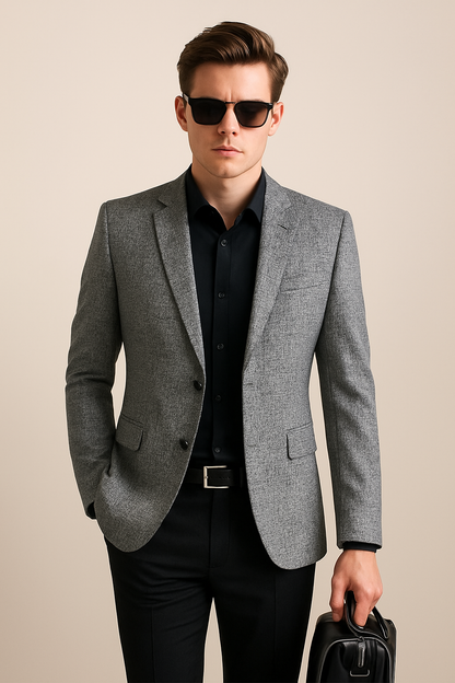 Slim Fit Notched Lapel Blazer