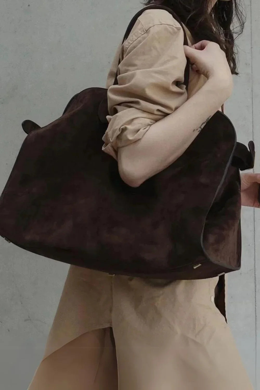 Top Handle Structured Leather Handbag