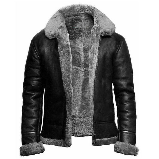 Shearling Jacket | Classic Zip Front Aviator Style