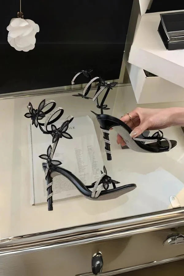 Women's Butterfly Ankle Strap Heels