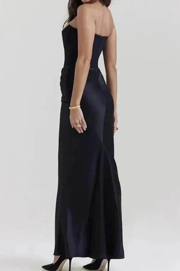 Women's Strapless Ruched Wedding Guest Dress