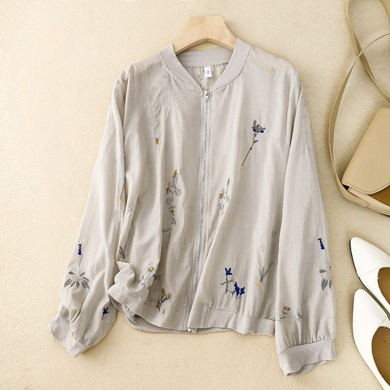 Women's Zip-Up Floral Top | Bomber Jacket
