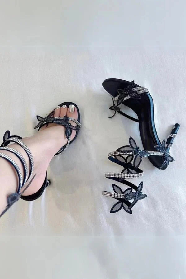Women's Butterfly Ankle Strap Heels