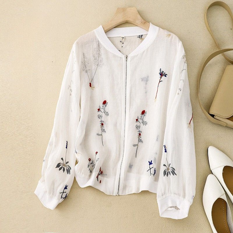 Women's Zip-Up Floral Top | Bomber Jacket