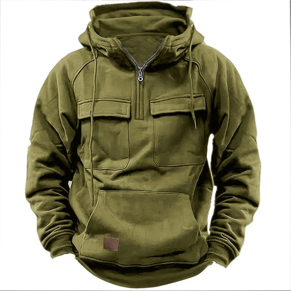 Pullover Hoodie | Half Zip with Front Pockets