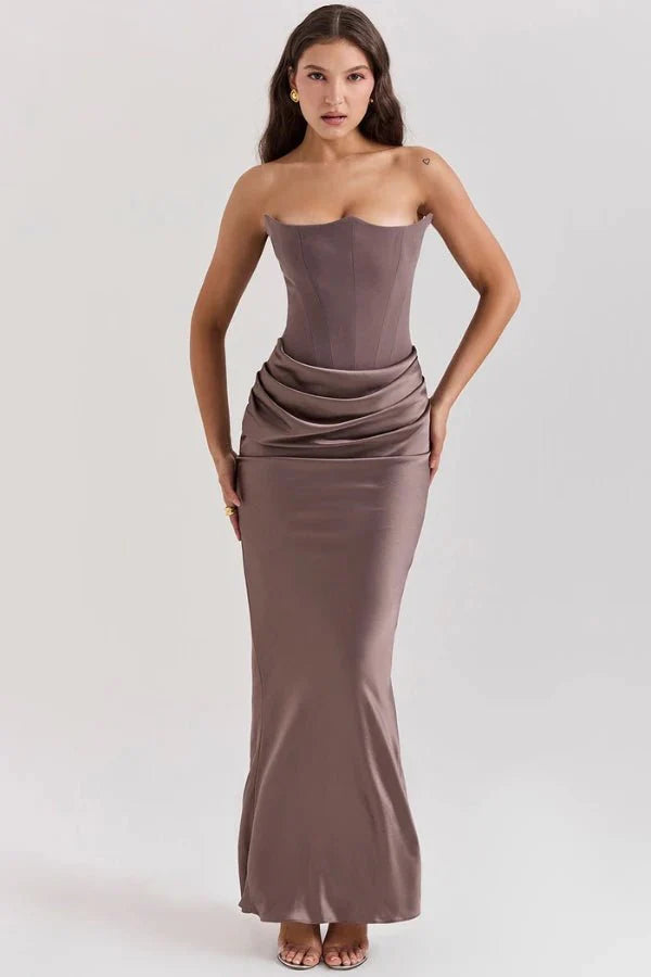 Women's Strapless Corset Wedding Guest Dress