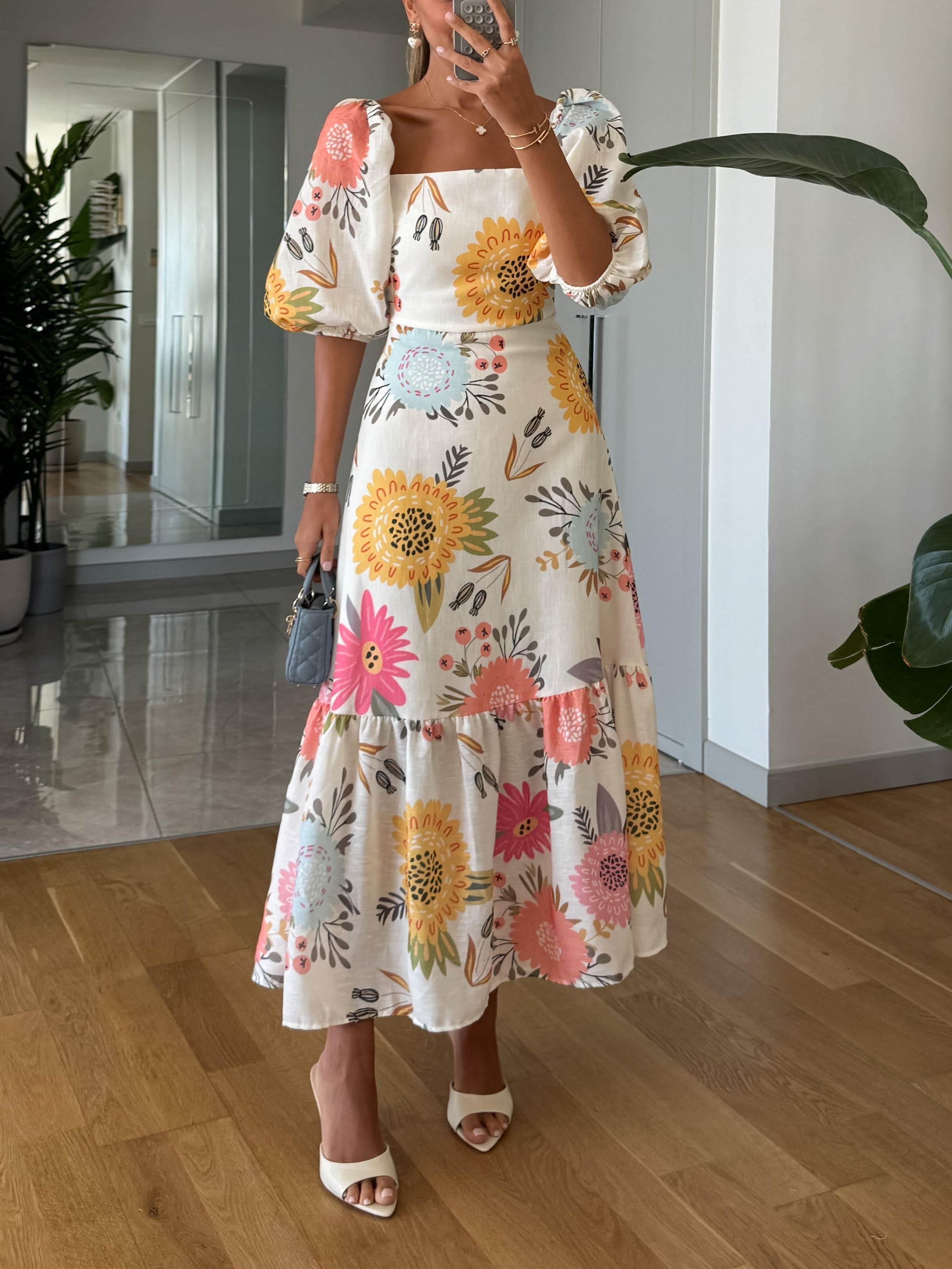 Women’s Square Neck Floral Maxi Dress