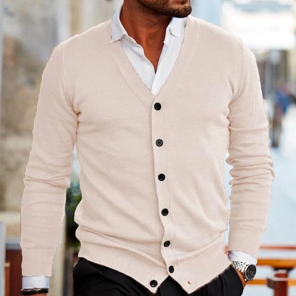 V Neck Button Cardigan | Slim Fit Knitwear