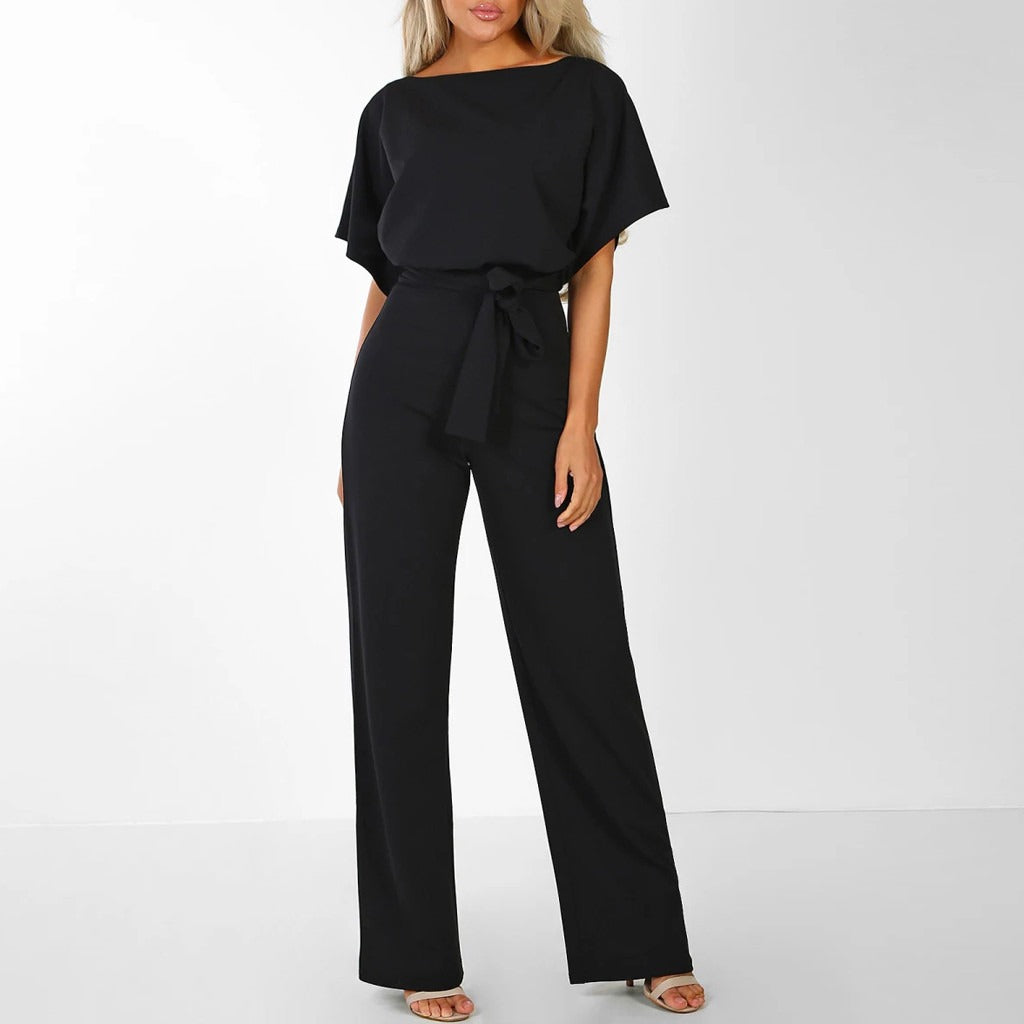 Women's Elegant Belted Jumpsuit | Wide Leg