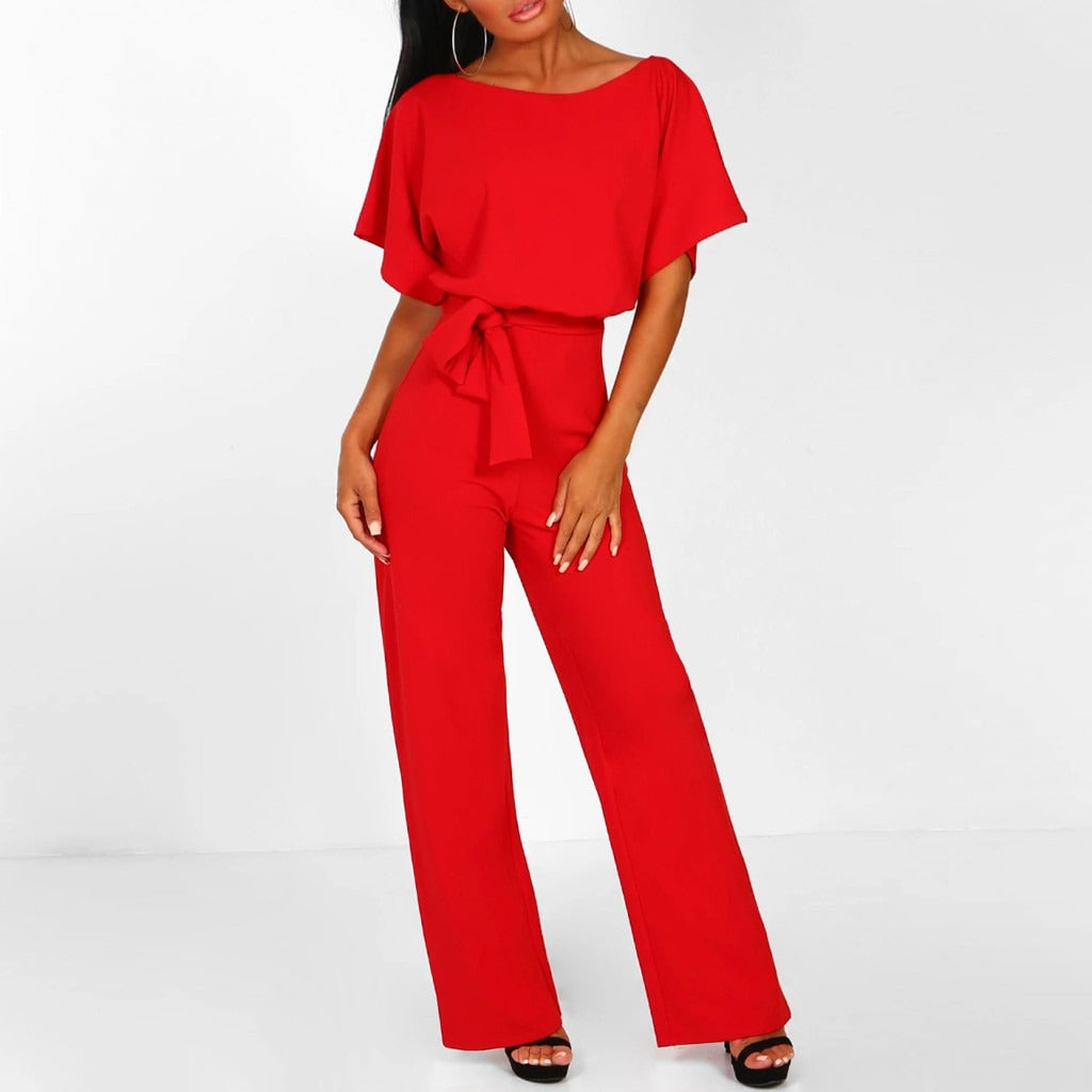Women's Elegant Belted Jumpsuit | Wide Leg