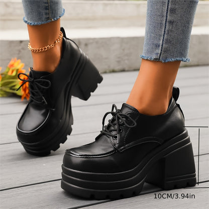 Chunky Block Heel Oxford Boots