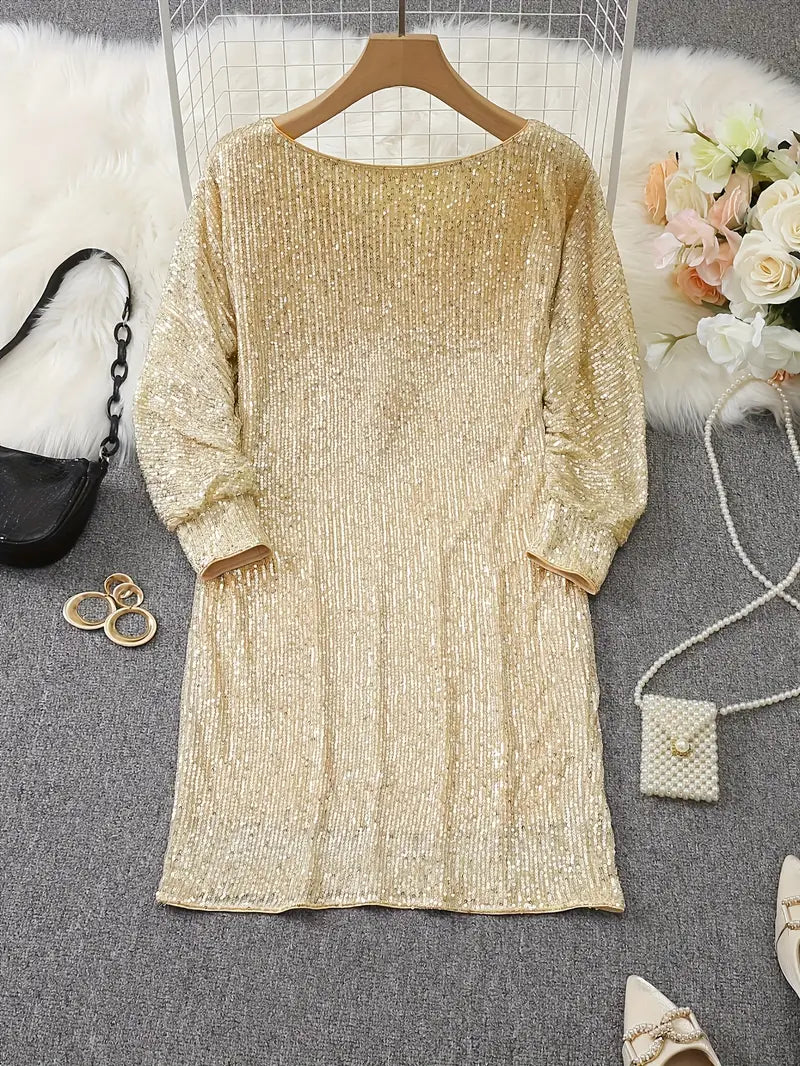 Sequin Mini Dress | Long Sleeve with Relaxed Fit