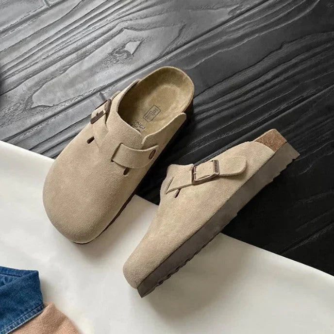 Elegant Clog Sandals Suede Buckle