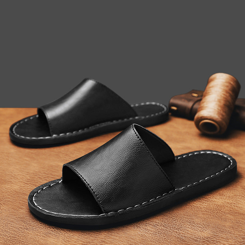Men’s Leather Open-Toe Slide Sandals