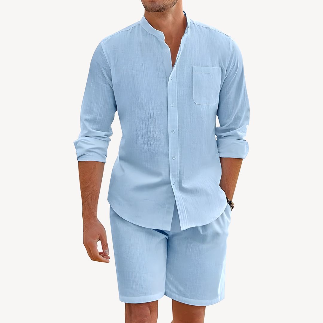 Men's Long Sleeve Shirt & Shorts Set