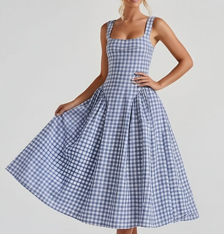 Women's Gingham Pocket Midi Sundress