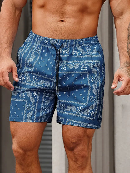 Swim Shorts Men's Drawstring Paisley