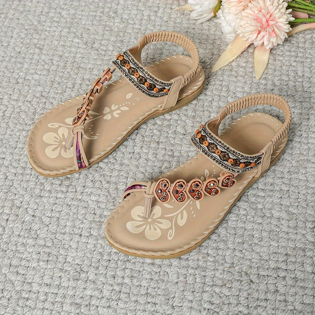 Women's Elegant Beaded Sandals | Toe Post