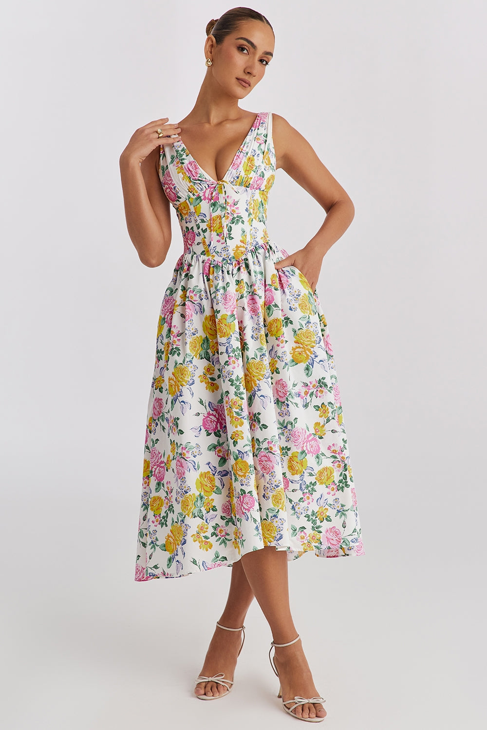 Women's V Neck  Floral Dress