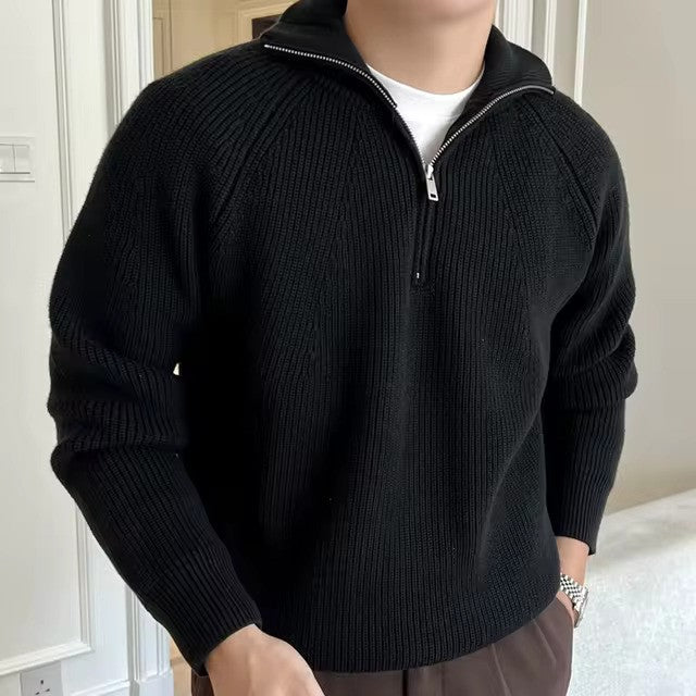 Quarter Zip Jumper | Ribbed Knit with Relaxed Fit