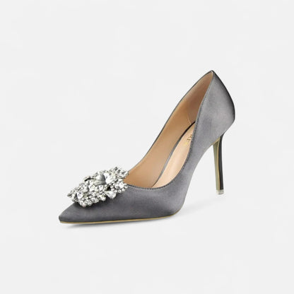 Elegant Stiletto Heels with Crystal Brooch