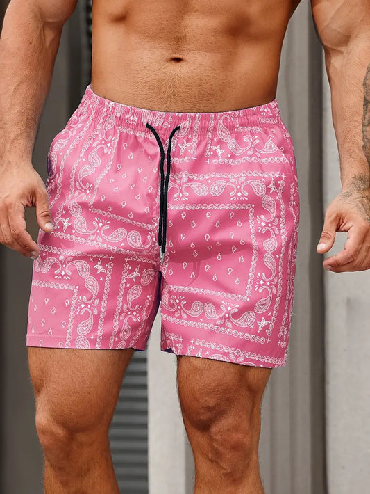 Swim Shorts Men's Drawstring Paisley