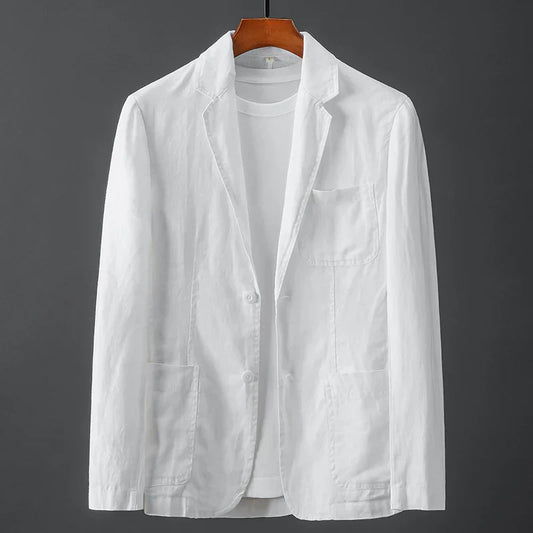 Classic Single-Breasted Linen Blazer