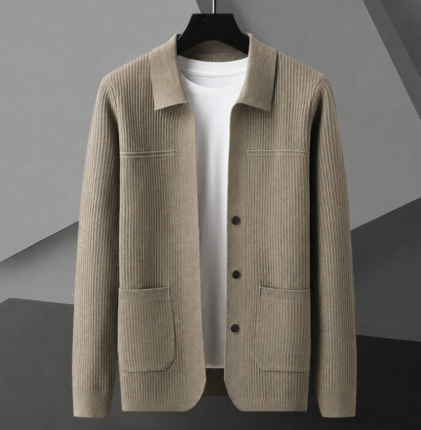 Men's Knit Collared Lightweight Cardigan