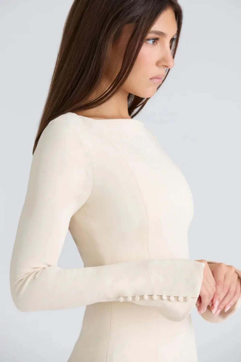 Women's Long Sleeve Boat Neck Mini Dress