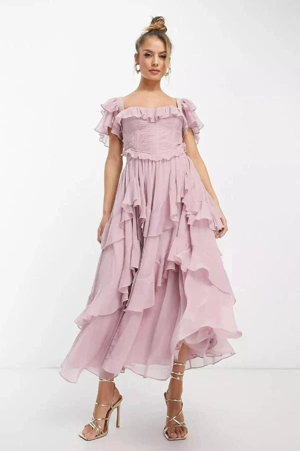 Midi Dress Women's Sweetheart Corset