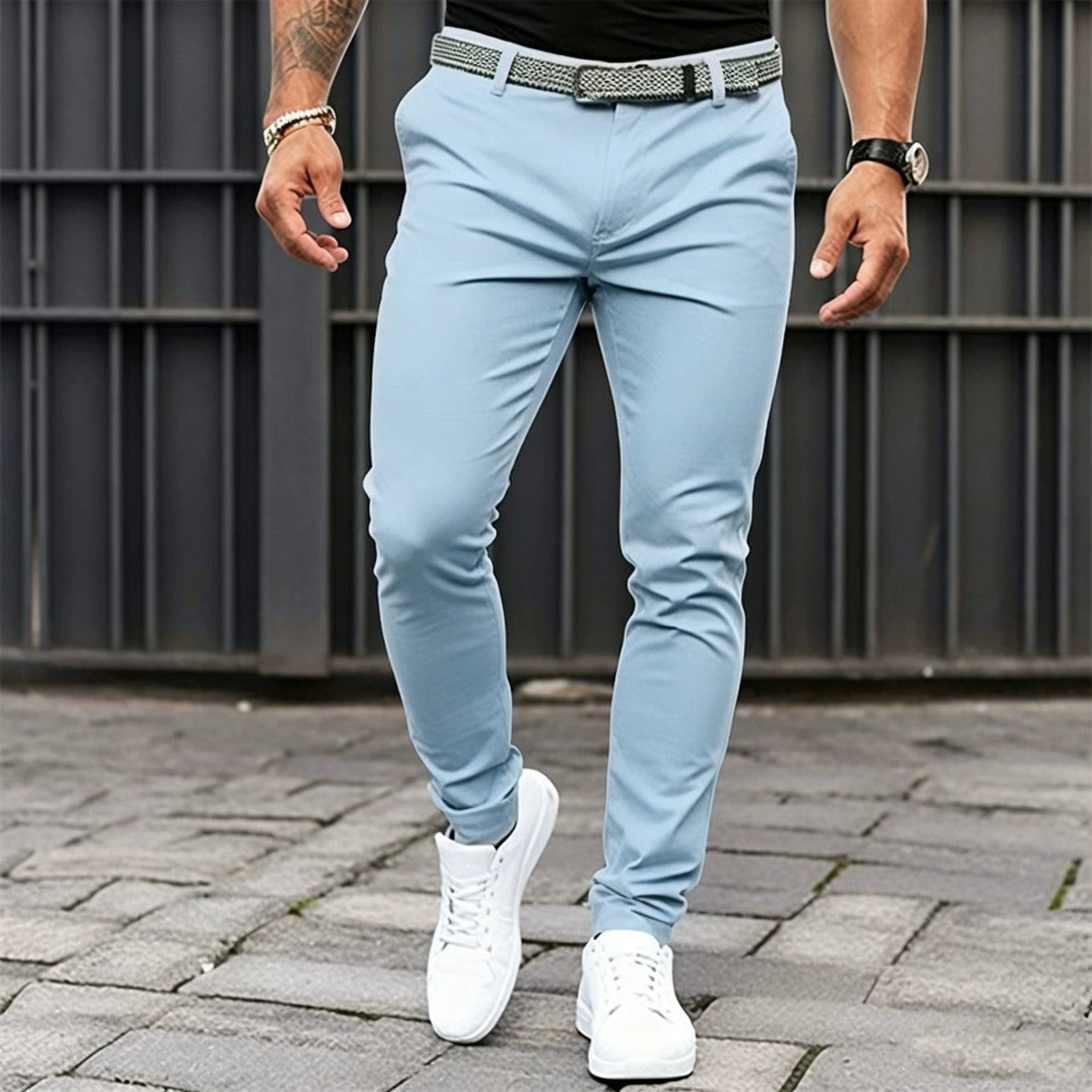 Slim Fit Trousers | Stretch Tapered Jogger Style
