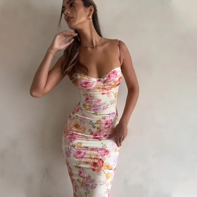 Elegant Floral Maxi Dress | Bodycon Women's