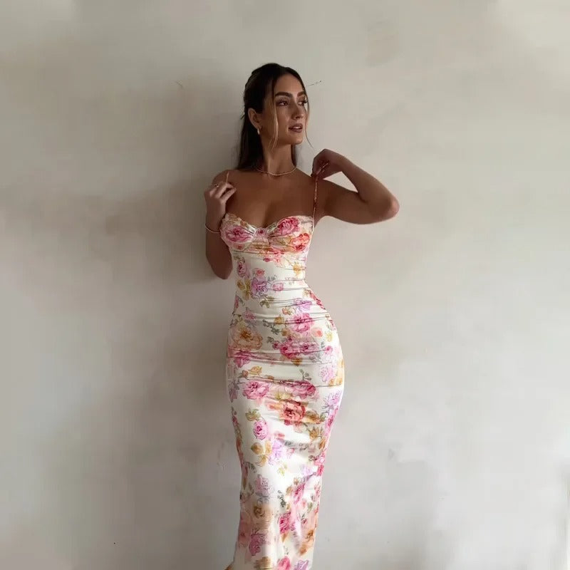 Elegant Floral Maxi Dress | Bodycon Women's
