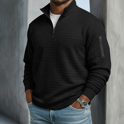 Men's Casual Long Sleeve Waffle Sweater Full