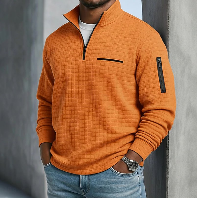 Men's Casual Long Sleeve Waffle Sweater Hero