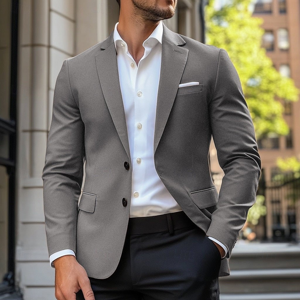 Men's Casual Single-Breasted Jacket | Relaxed Smart Fit Detail