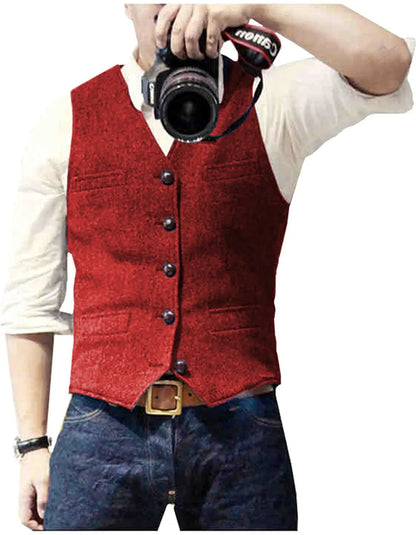 Men's Classic Herringbone Tweed Waistcoat | Smart Occasion Wear Alternate