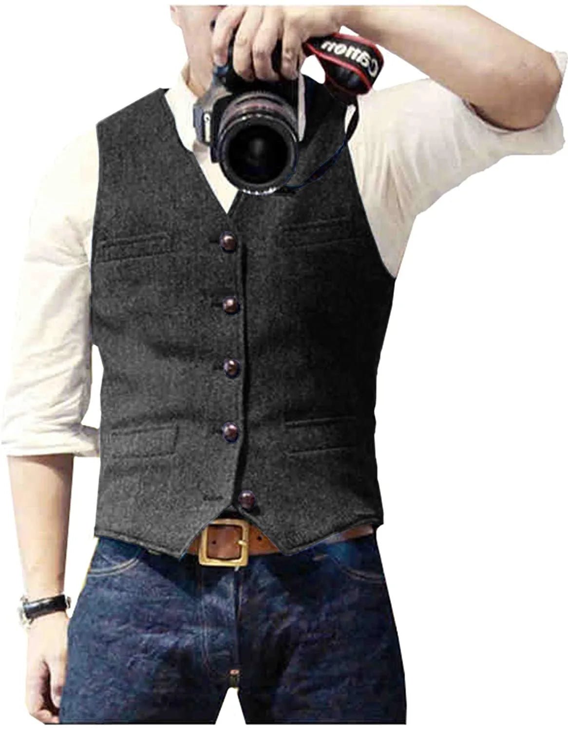 Men's Classic Herringbone Tweed Waistcoat | Smart Occasion Wear Back
