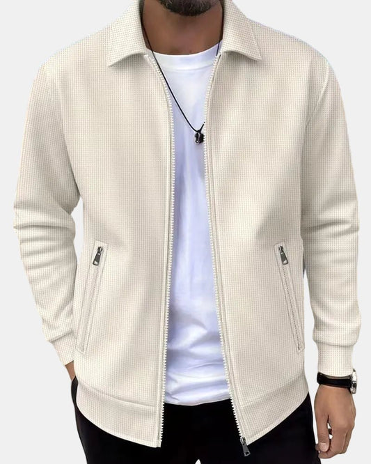 Men's Classic Textured Athletic Jacket with Zip Front Hero