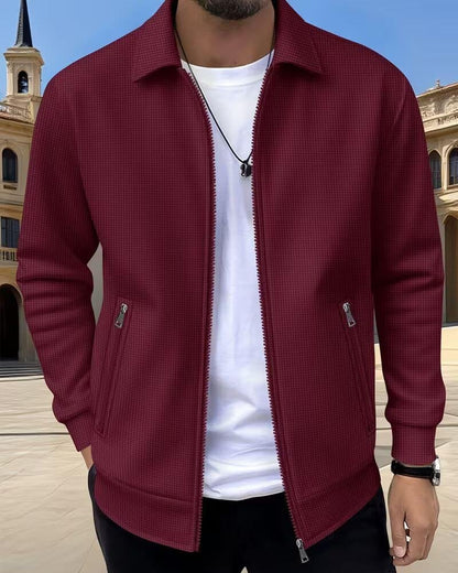 Men's Classic Textured Athletic Jacket with Zip Front Lifestyle