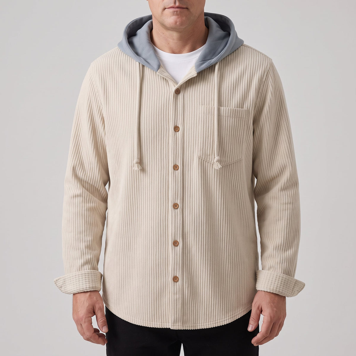 Men's Corduroy Hoodie with Adjustable Hood Hero