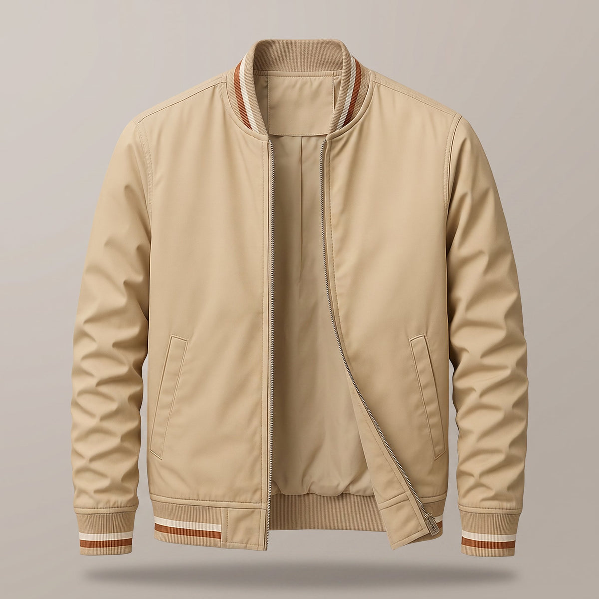 Men's Cotton Blend Parker Jacket with Ribbed Trim Close Up