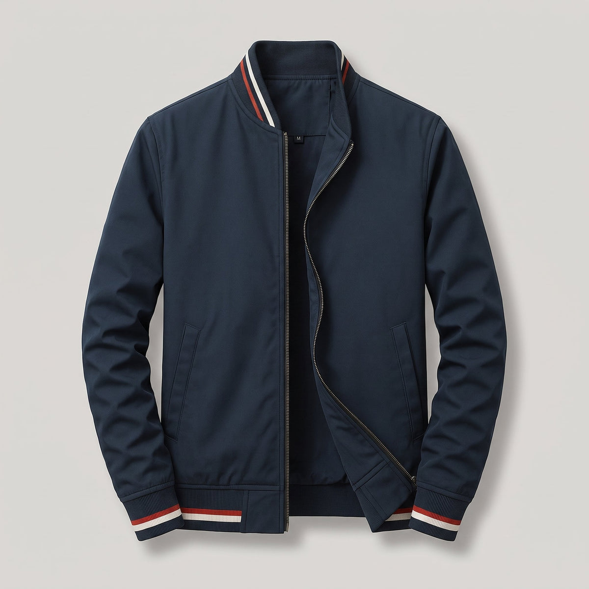 Men's Cotton Blend Parker Jacket with Ribbed Trim Full
