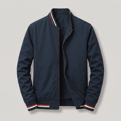 Men's Cotton Blend Parker Jacket with Ribbed Trim Full